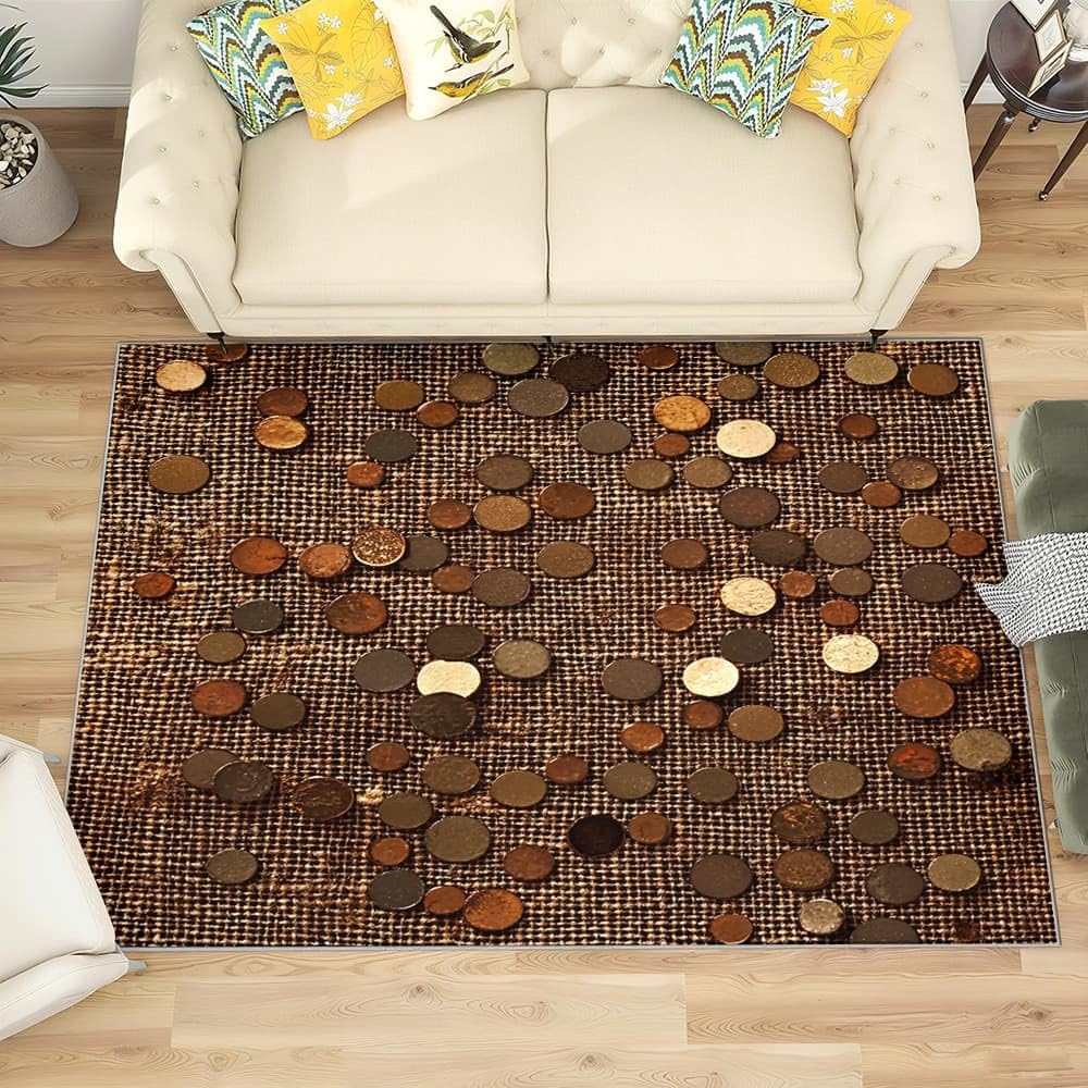 Flanelowe antypoślizgowe dywaniki do pokoju 140 x 200 cm brązowe cekiny, sztuka miękka nieblaknąca, brązowa pościel dywaniki do wnętrz do salonu, sypialni, jadalni