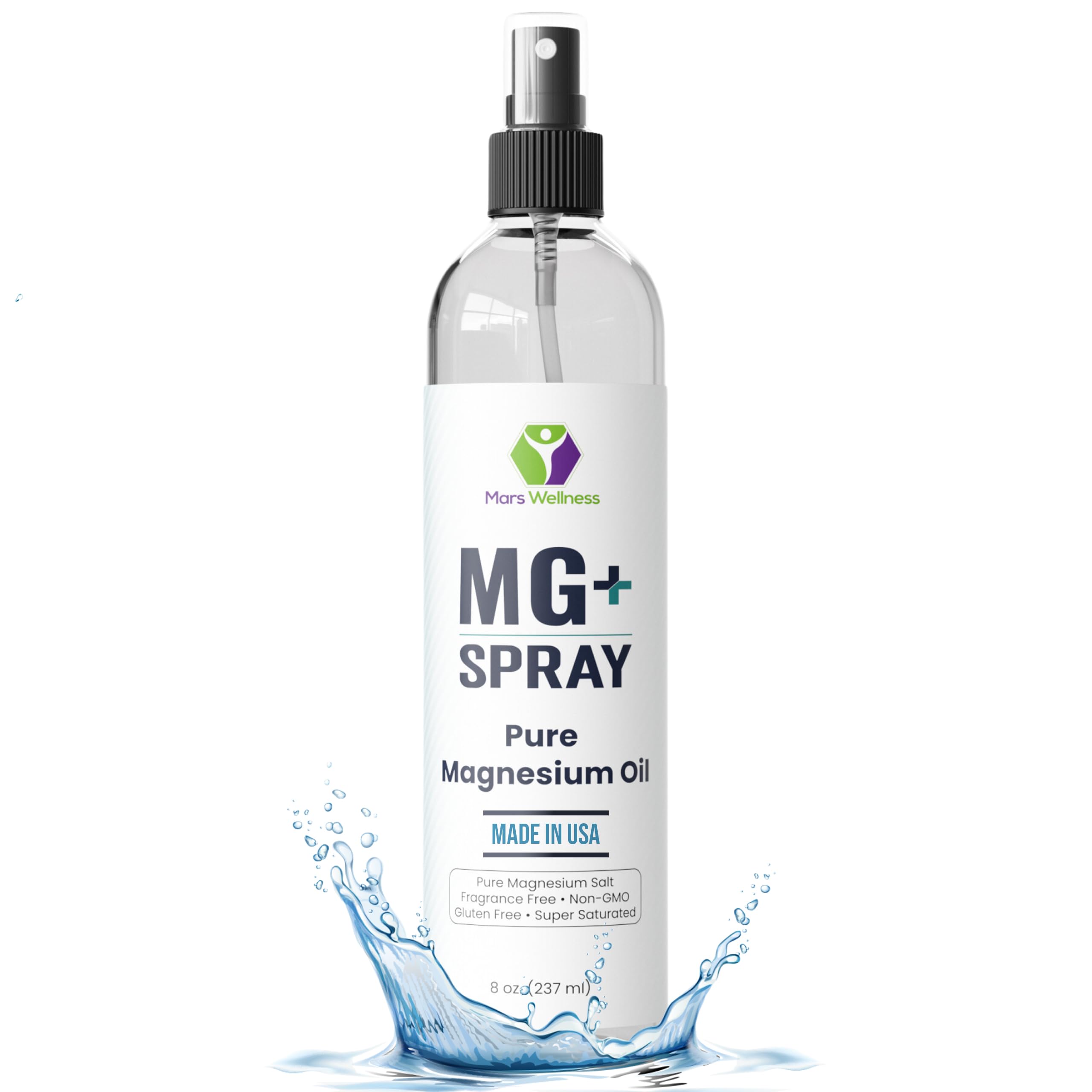 MG+ Topical Magnesium Spray for Sleep and Leg Cramps - USA Made - 8 oz
