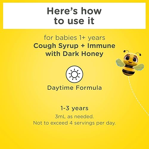 Miniatura 8 de Jarabe de Miel para la Tos de Bebé Zarbee's + Inmune para Bebés de 12-24 Meses, Jarabe para la Tos Seguro y Eficaz con Miel Oscura Calmante y Zinc
