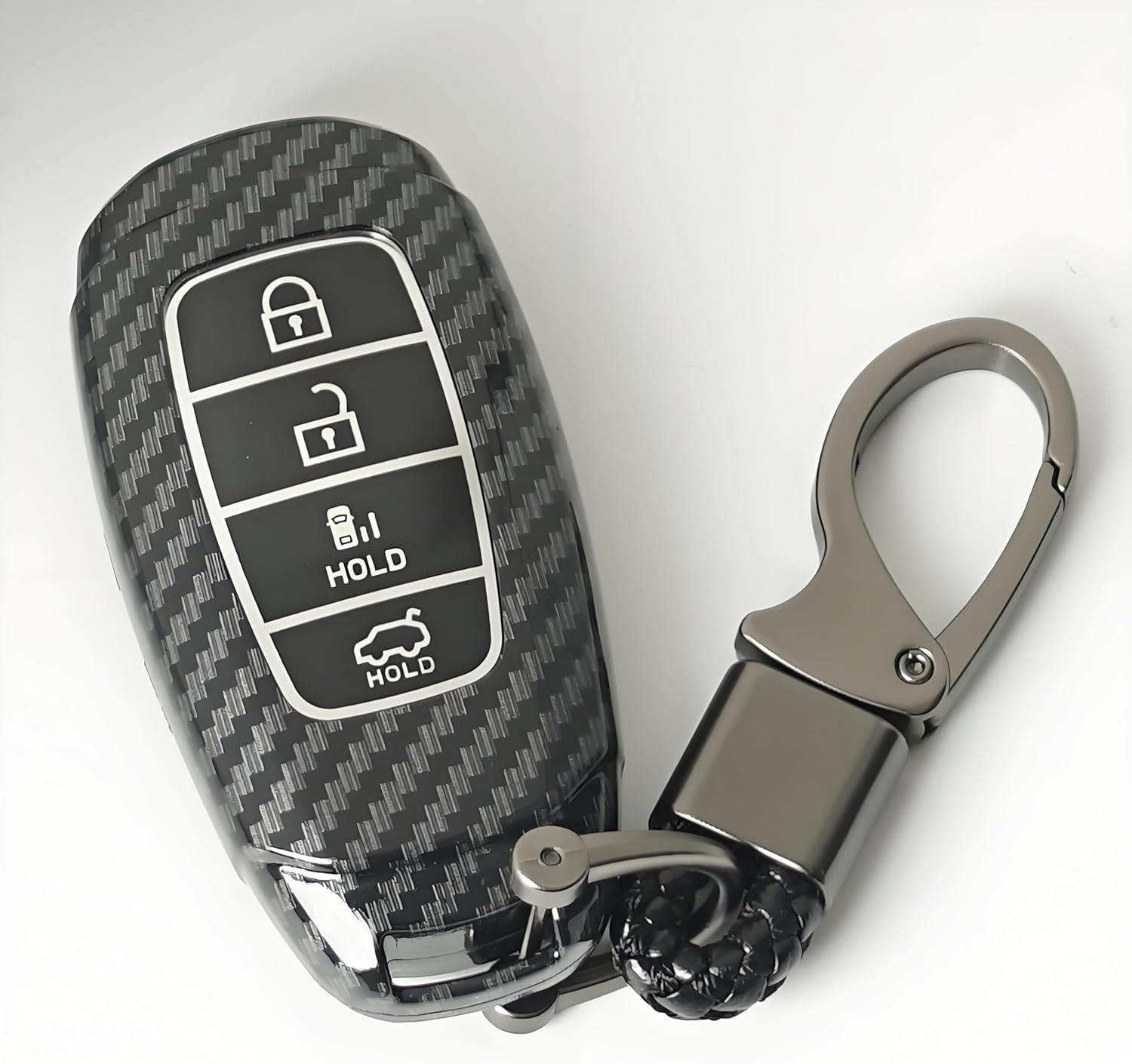 for Hyundai Key Fob Cover, Full Protection Key Fob Case for 2018-2021 2022 2023 Hyundai Santa Fe Kona Venue Palisade Veloster Elantra Accent with Keychain (4 Button)