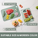 THETCHRY Plastic Cutting Board Set of 3-Cutting Boards for Kitchen BPA Free, Large-Small Chopping Boards Non-Slip for Cooking Camping Dishwasher Safe, Reversible, with Grip Handle, 15"×10"×0.25" Green