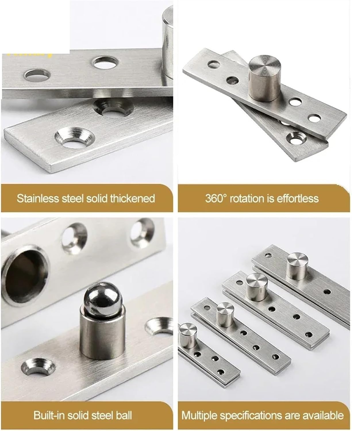 1pcs 360 Degree Rotation Stainless Steel Concealed Heavy Duty Door Pivot Hinge Revolving Funiture Hardware(98x24x4mm)