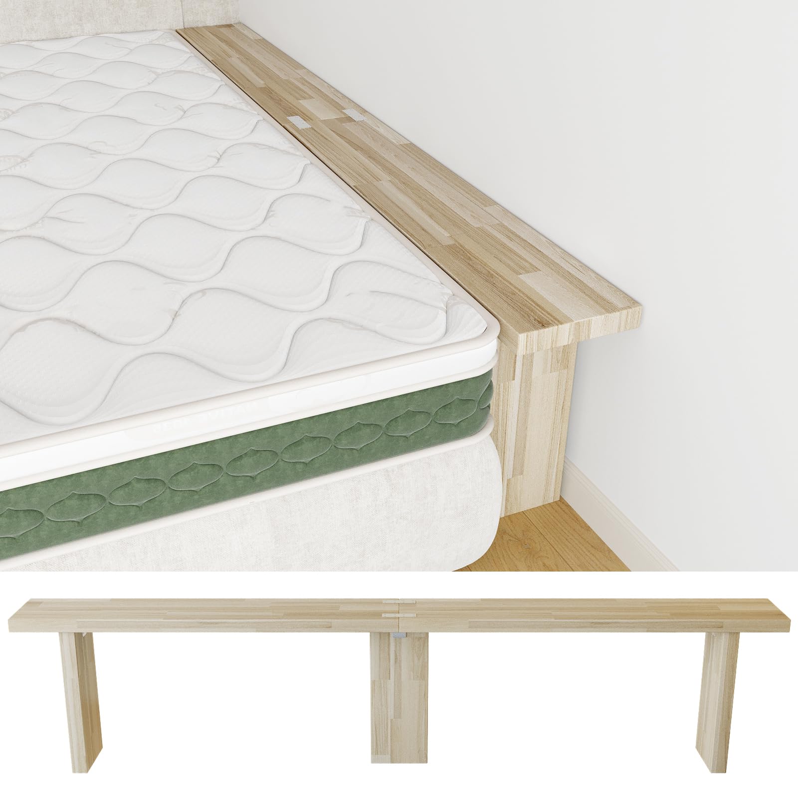 Isabally すきまパッド ベッド隙間パッド 木製 継ぎ足し マットレス用隙間パッド マットレスギャップフィラー ベッド拡張 隙間埋めクッション 物が落ちにくく (200×20×40cm)