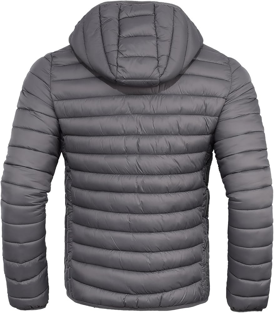 Xsylxgc Men's Puffer Jacket Lightweight Water-Resistant Hooded