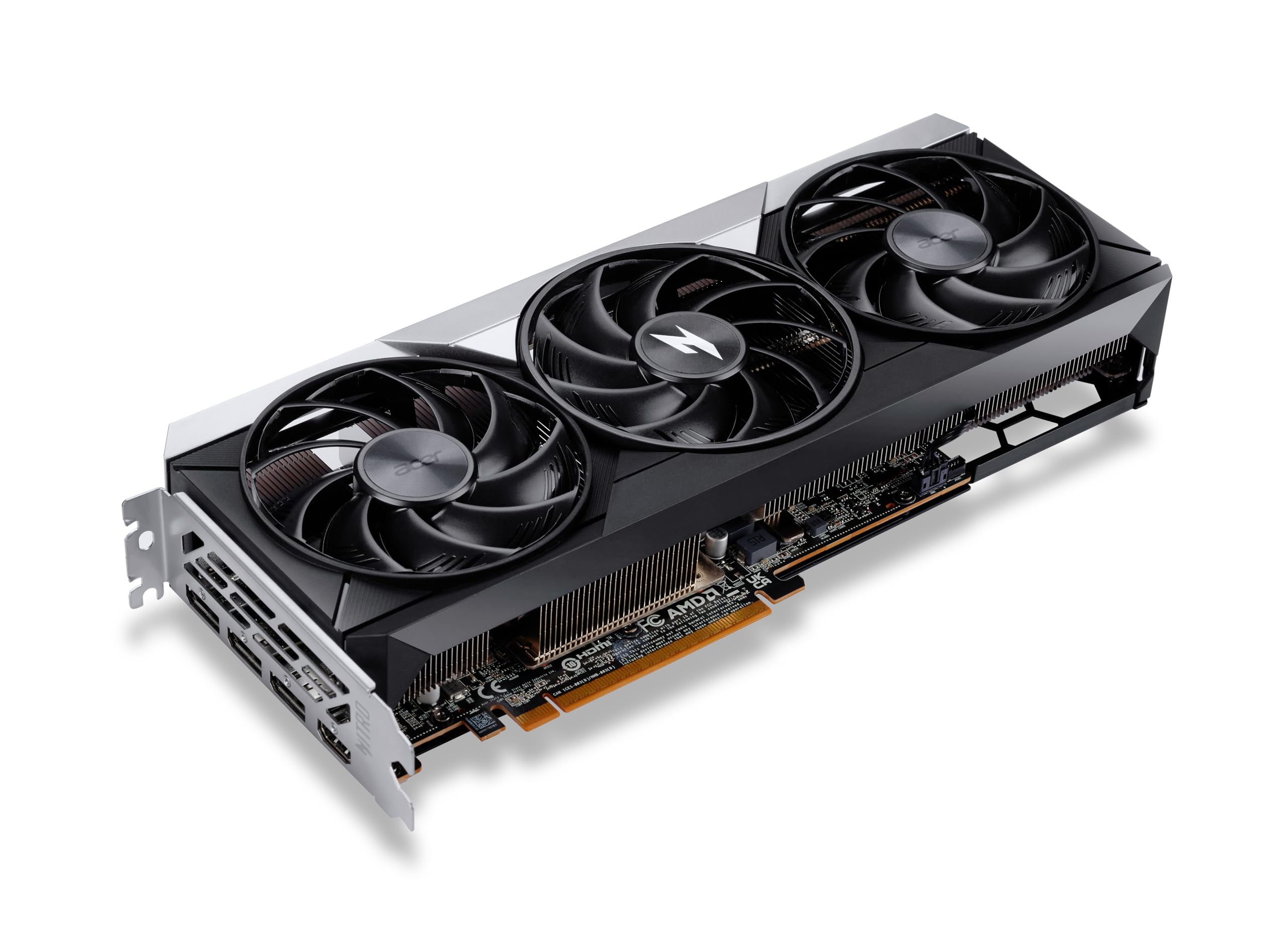 Acer Nitro Radeon RX 9070 OC - AMD Grafikkarte (16 GDDR6, 256 Bit, PCIe 5.0 x16, 1x HDMI 2.1a 3X DP 2.1) 3X Nitro FrostBlade, 2x8 pin, Slot Space: 2.5