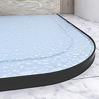 Vista 6 de Raycity Umbral de ducha alto de 3" con presa de agua de 59 pulgadas, protector plegable contra salpicaduras de agua de ducha para umbral de ducha