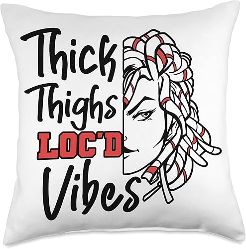 Locs Afro Dreadlocks Love Natural Beauty Hair Locd Thick Thighs Loc'd Vibes Afro Hair Black American African Throw Pillow, 18x18, Multicolor