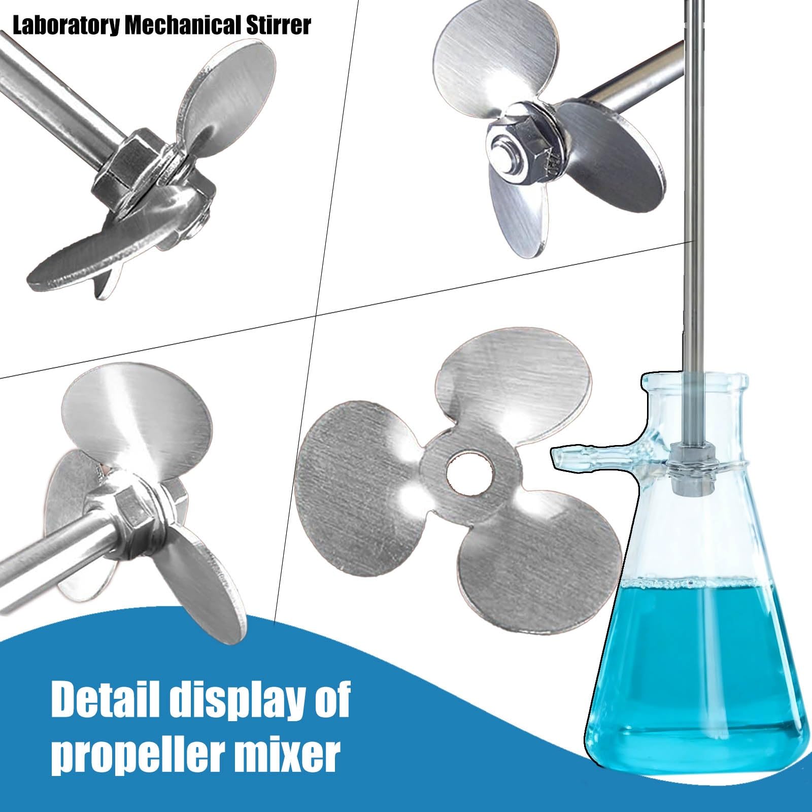 Agitador de hélice de 3 aspas de acero inoxidable 304, diámetro del agitador de 40 a 120 mm - 1,57 a 4,72 pulgadas, varillas de agitación mecánicas de laboratorio, 1 pieza(120x400mm/4.72x15.75in)
