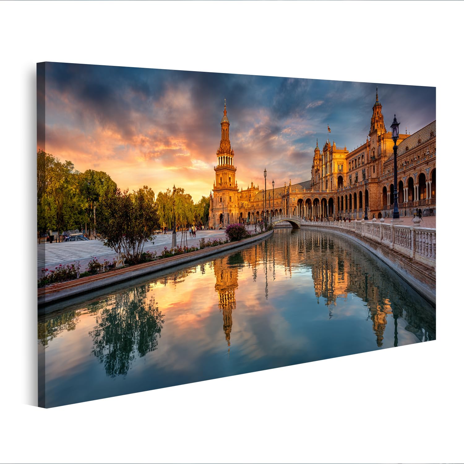 islandburner Cuadro sobre lienzo Plaza de España Sevilla Puesta de Sol - Edición Q8