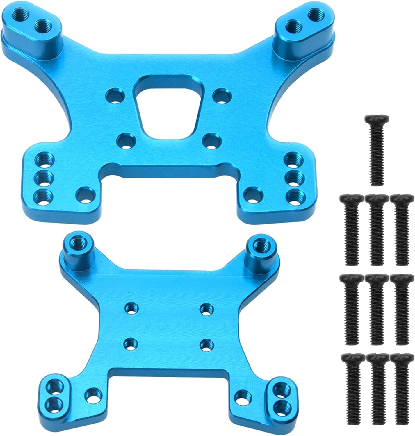 ShareGoo Aluminum Front Bumper Shock Tower Mount Rear Wing Compatible with WLtoys 144001 144010 124016 124017 124018 124019 RC Car Upgrade Parts (Blue)
