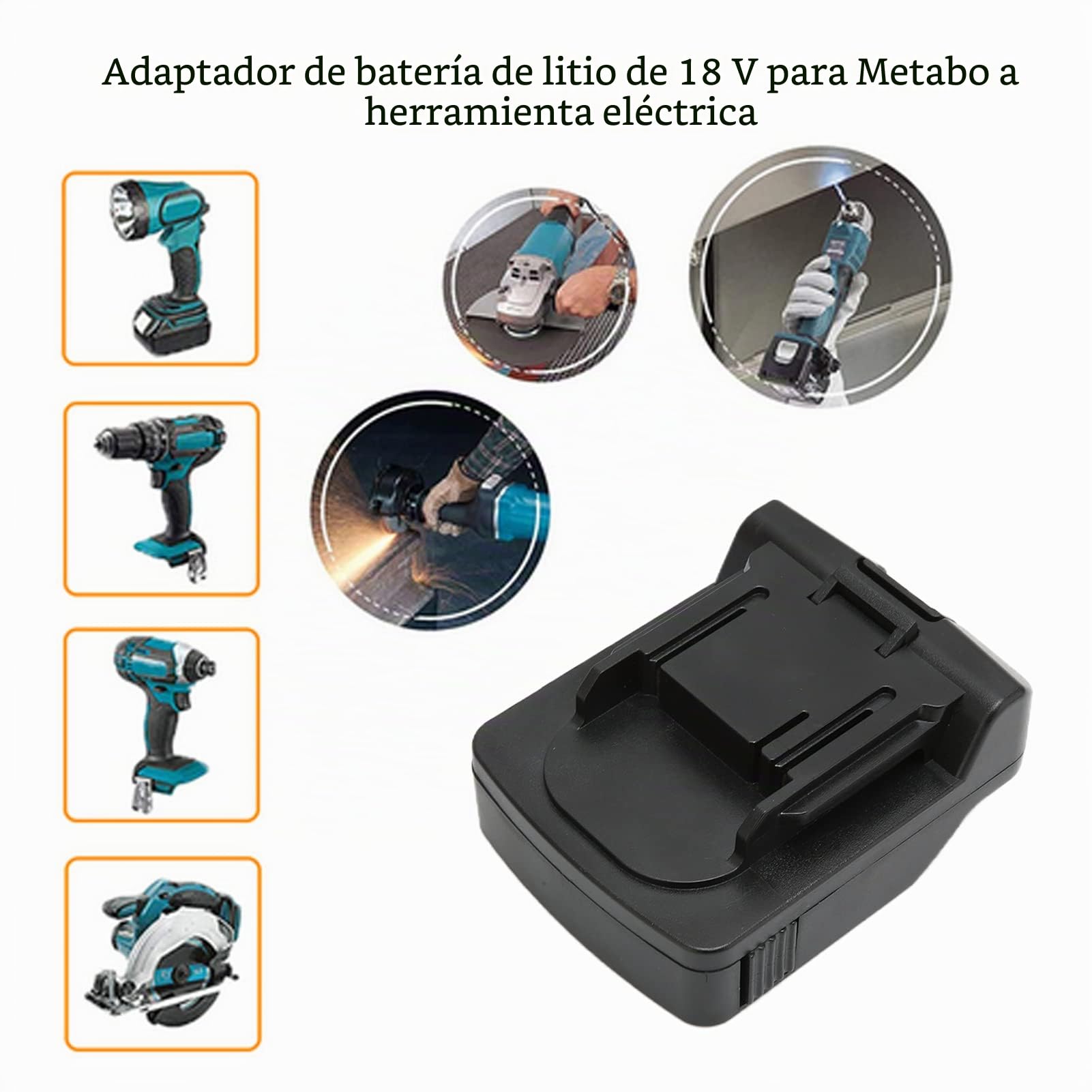 para Batería de Litio de 18 V para Adaptador de Herramienta Eléctrica Convertidor de Potencia de Herramienta Eléctrica, Negro