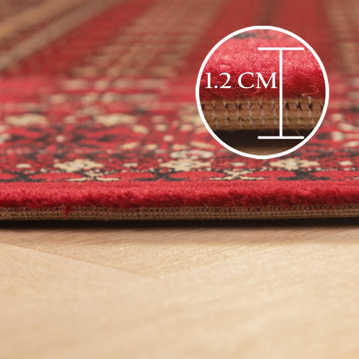 SIMPEX Orient Teppich 160x230 cm Rot, Pflegeleichter Bodenteppich mit Orientmuster, Stilvolle Wahl für Gästezimmer oder Salon