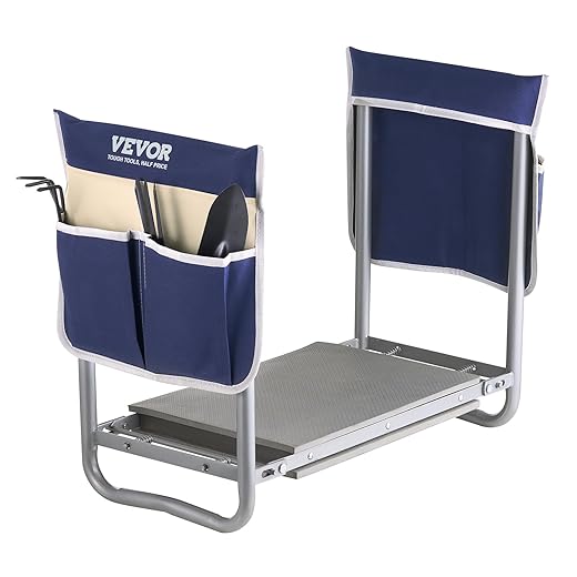 VEVOR Garden Kneeler and Seat Heavy Duty, Portable Garden Stool with 11'' EVA Kneeling Pad and 2 Tool Bags, Folding Garden Bench to Relieve Knee & Back Pain, Great Gifts for Seniors, Family Gardeners