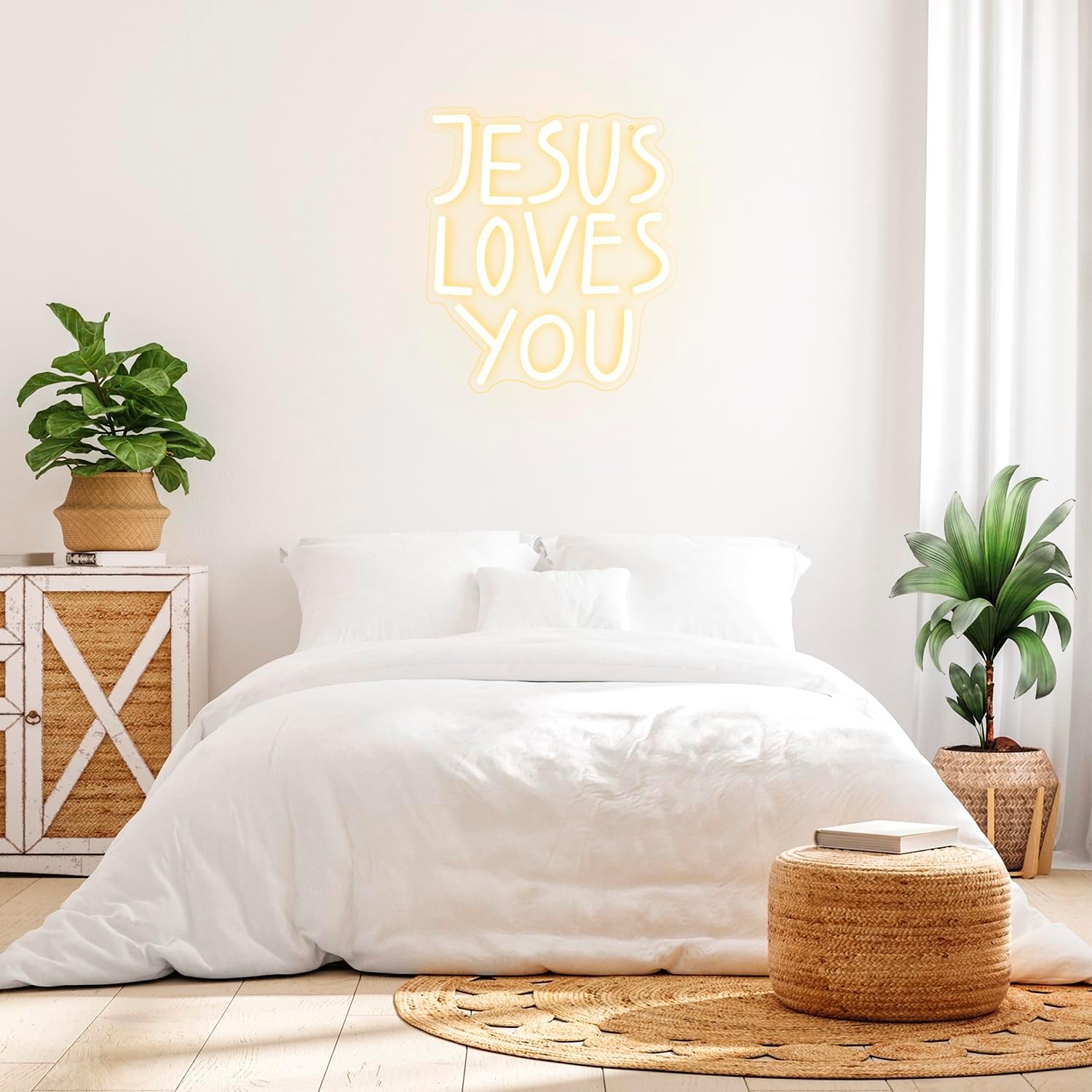 Jesus Loves You Neon Sign Dimmable Neon Signs for Wall Decor Letter LED Signs USB Light Up Sign for Jesus Room Decor Christian Wall Art Bedroom Living Room Jesus Gifts