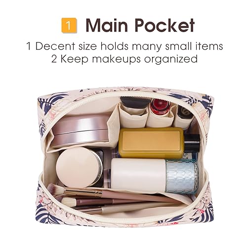 Miniatura 207 de Narwey Cute Cheetah Makeup Bag Travel Cosmetic Bag Organizer Toiletry Bag Make Up Bags with Compartments for Women Girls (Large, Black Leopard)