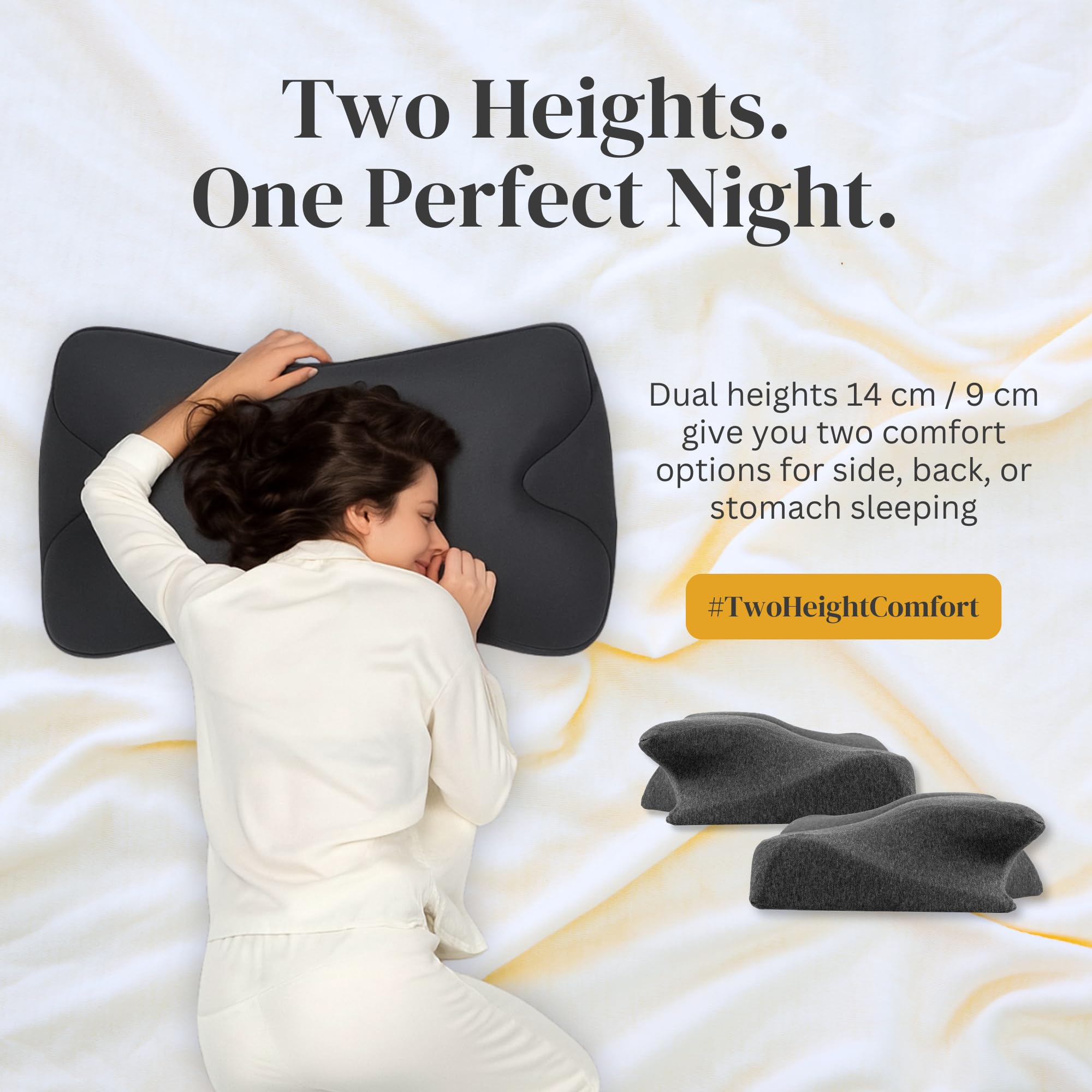 Straame Cuscino cervicale ortopedico in memory foam per alleviare il dolore, cuscino di supporto cervicale sagomato per chi dorme sul fianco, sulla schiena e sullo stomaco, design ergonomico a