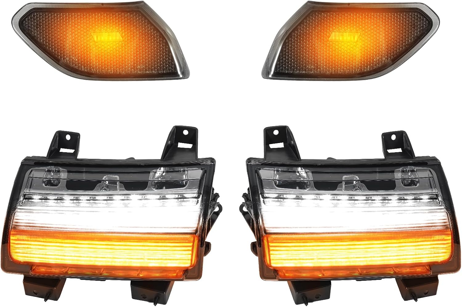 Sequential Turn Signal & Side Marker Lights for Jeep Wrangler JL Gladiator JT Smoked Lens (Fits Factory Halogen with DRL Only | Not for JL Sport, JLU, Willys)