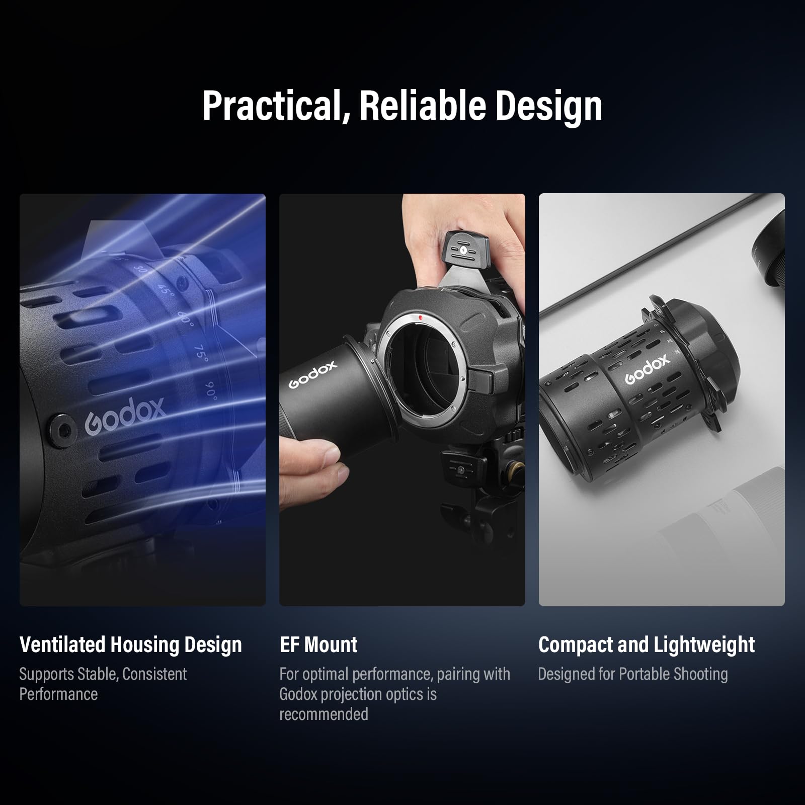 Godox FP-R-50 Blitzprojektor-Snoot mit Halterung für die Fotografie Ausgestattet mit GOBO-Halterung, GoboSet und Farbrahmen; Unterstützt DREI Projektionslinsen für Eine Reihe Von Studioblitzmodellen