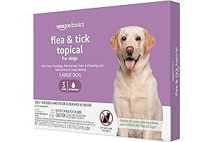 Amazon Basics Flea and Tick Topical Treatment for Large Dogs (45-88 Pounds) - Unscented, 3-Count