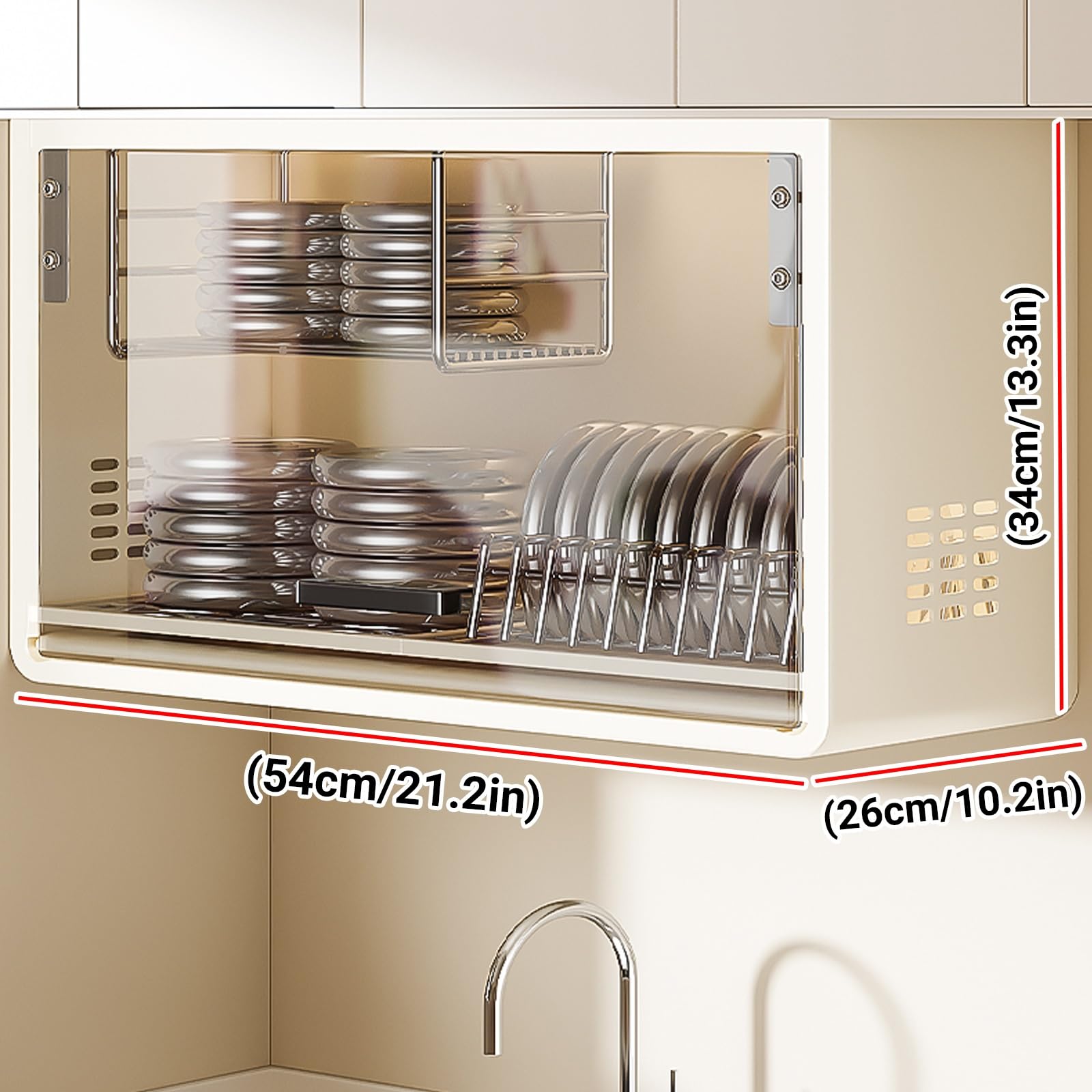 Scolapiatti da parete in acciaio inox con porta, multifunzione, per piatti da cucina, facile installazione, design salvaspazio, ideale per cucine moderne (bianco)