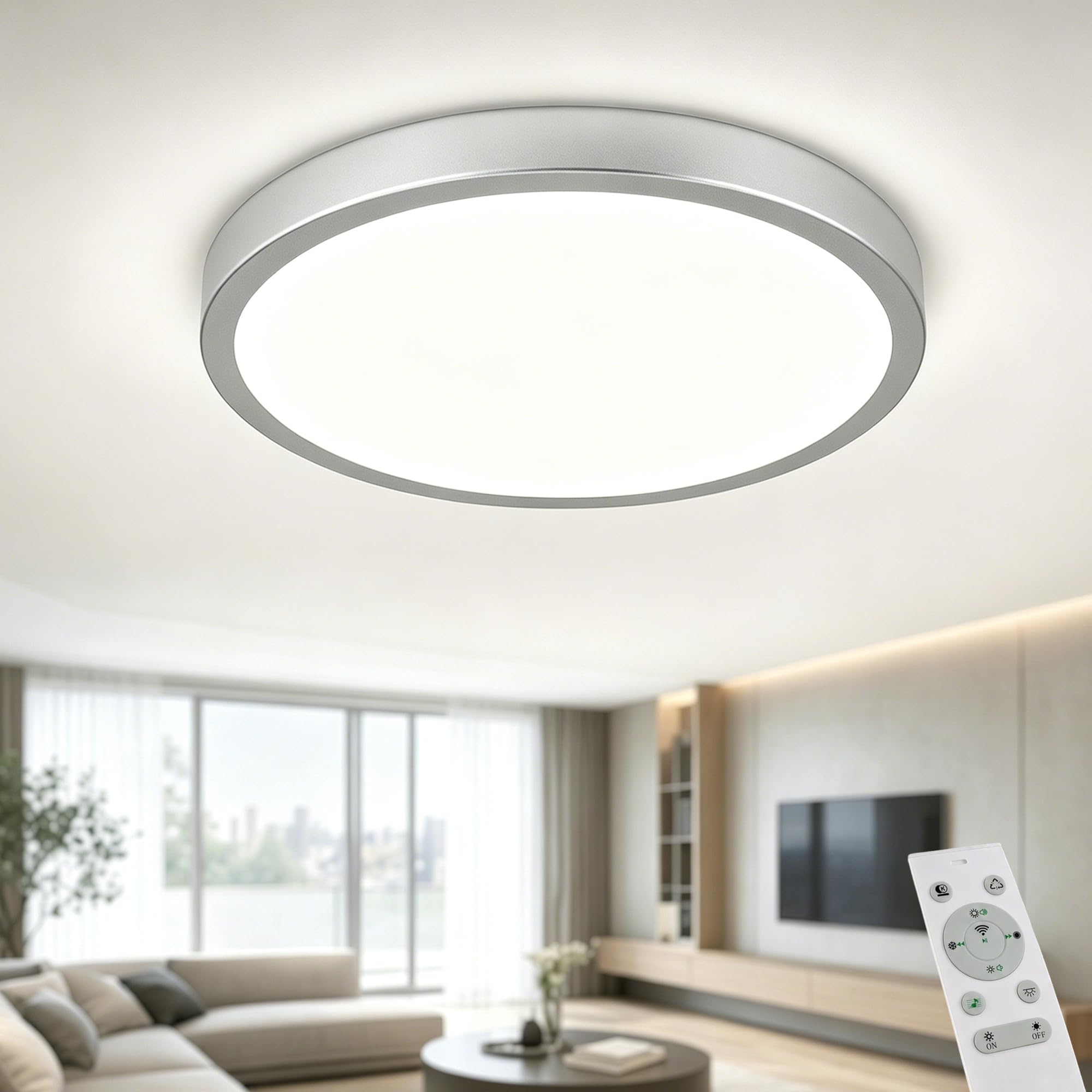 Plafonnier LED 24W Bluetooth Haut-Parleur 2000 Lumens Ø30cm Dimmable avec Télécommande