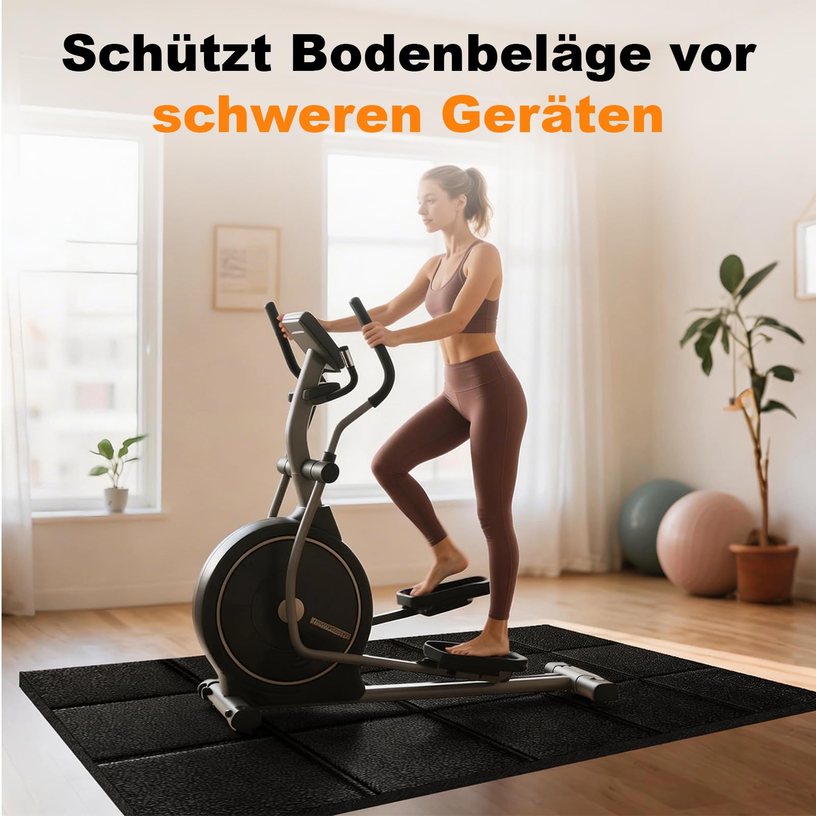 Laufband Matte Schalldämmend 200x100 cm Bodenschutzmatte Laufband, 4MM Dicke Laufmatte für Heimstudio & Walking-Pad, Lärm- & Erschütterungsdämmung für Indoor-Sport & Fitnessgeräte