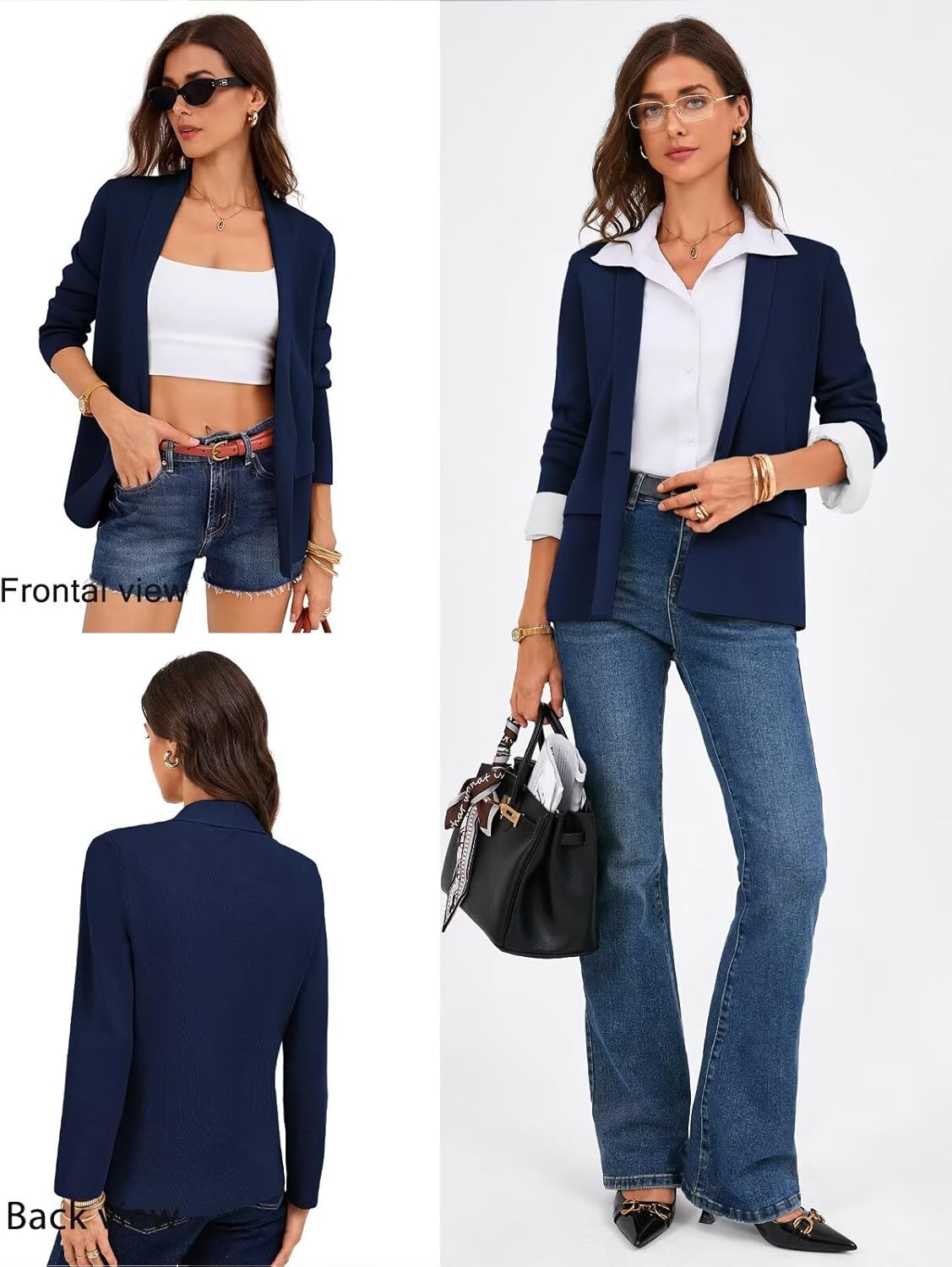 GRACE KARIN Women's Casual Sweater Blazer 2026 Long Sleeve Open Front Lapel Suit Jacket Lightweight Cardigan Work Office - Image 3