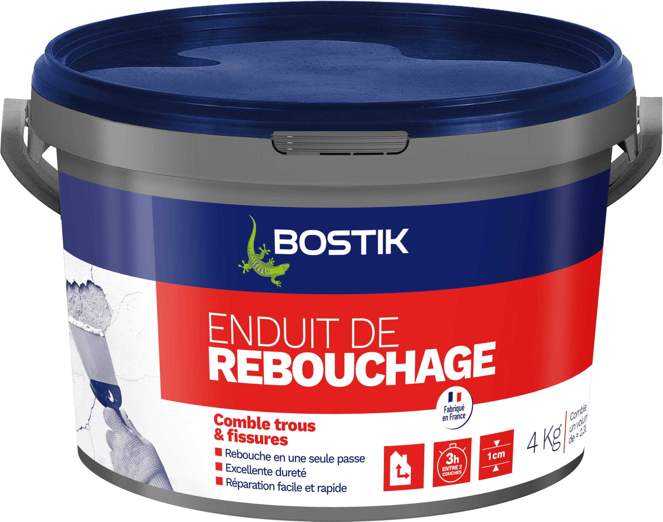 Enduit de rebouchage Bostik blanc en pâte prêt à l'emploi seau 4 kg