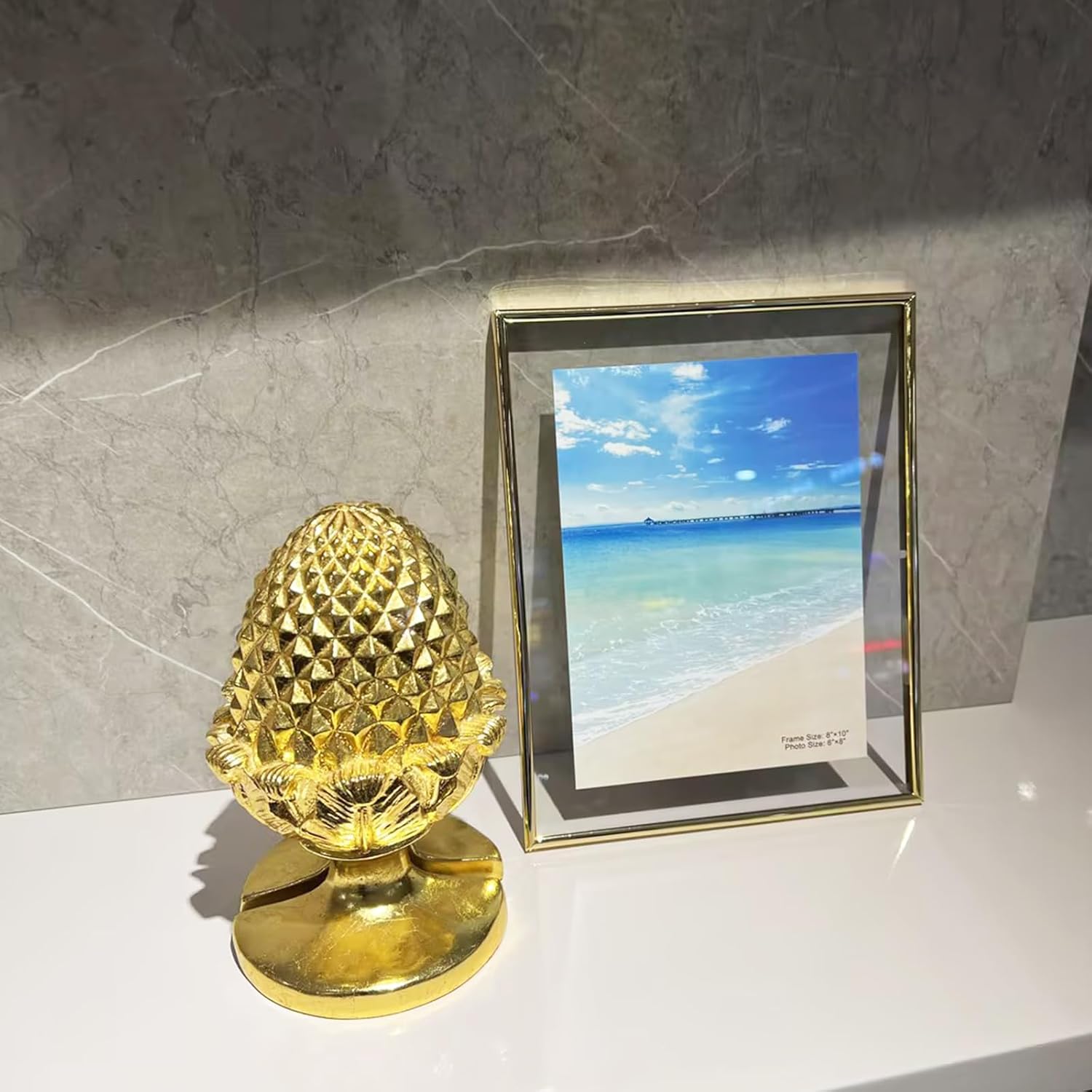Wall Floating Frame, 8"×10", Gold, 2 Set, Wall Mounting or Wall Leaning, For Photo 6×8, 5×7, 4×6, Classy For Living room, Study, Bedroom