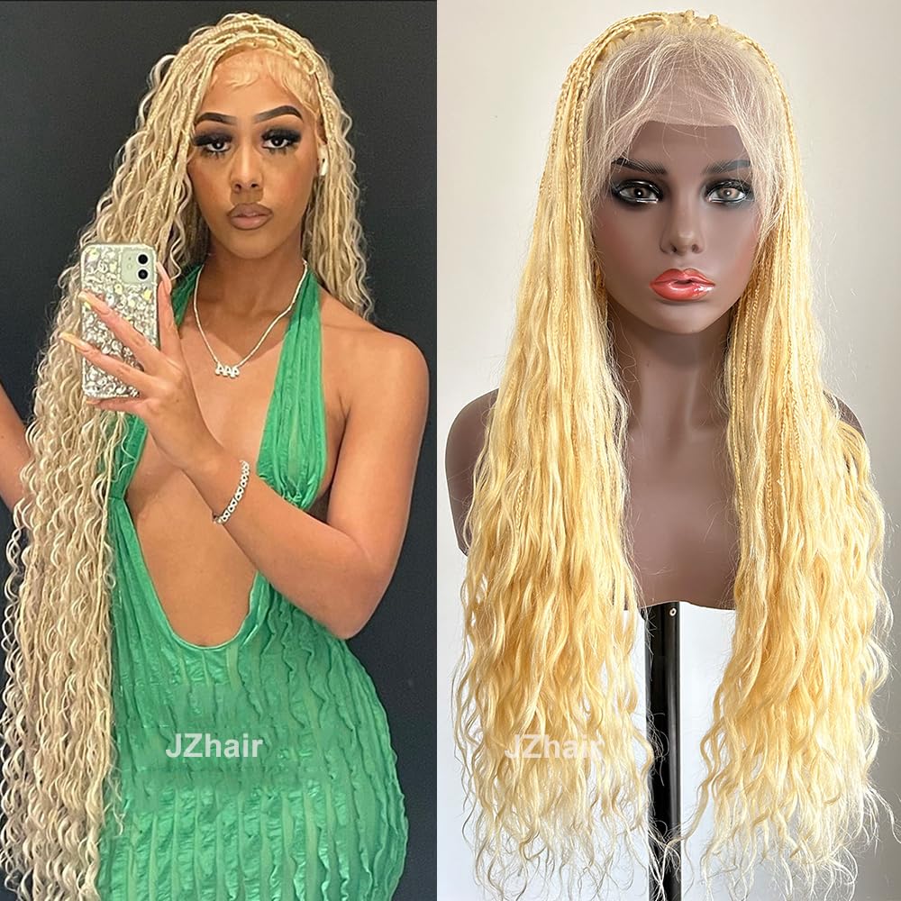 Amazon.com : JZhair 613 Color Full Lace Braided Wig Water  display picture 3