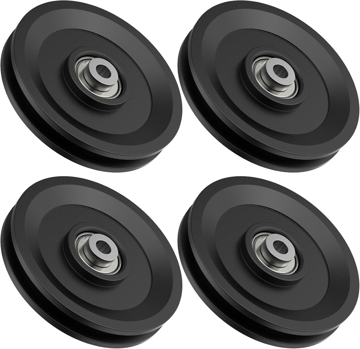 4.5 Inch / 114 MM Universal Nylon Bearing Pulley Wheel Replacement Compatible with Cable Machine Home Gym, Garage Door Pulley System, Weight Machine, Gym Equipment