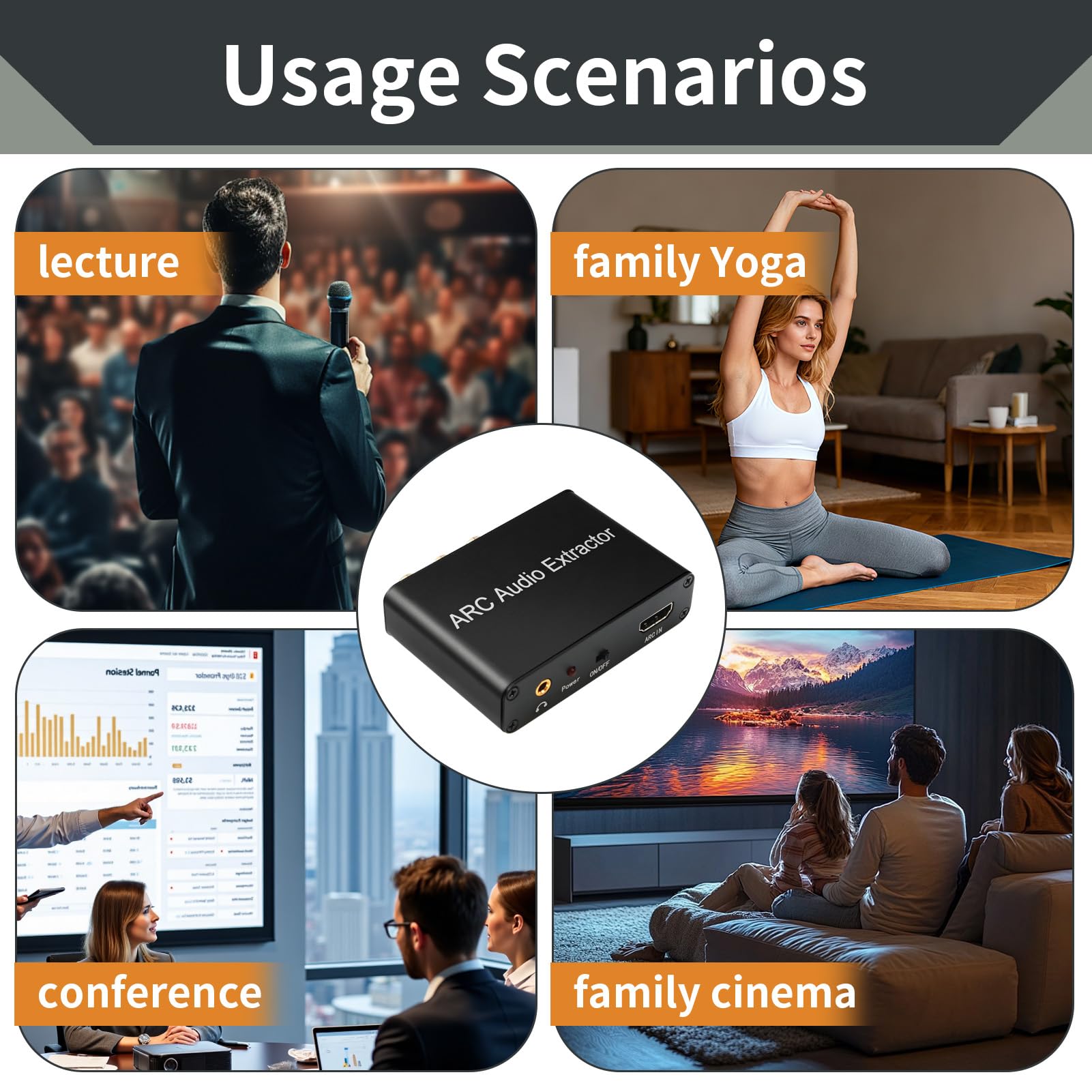 HDMI Audio Extractor 192 KHz Convertisseur DAC HDMI ARC Audio Extracteur vers Optical Toslink SPDIF Coaxial Stéréo Aux RCA L/R 3,5 mm Jack pour TV Casque Soundbar Home Cinéma