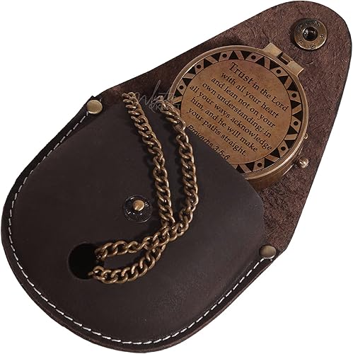 Miniatura 9 de Engraved Brass Pocket Compass, Christening Religious Gift, First Communion & Baptism Gift for Boys or Girls Catholic, Graduation Day, Anniversary,