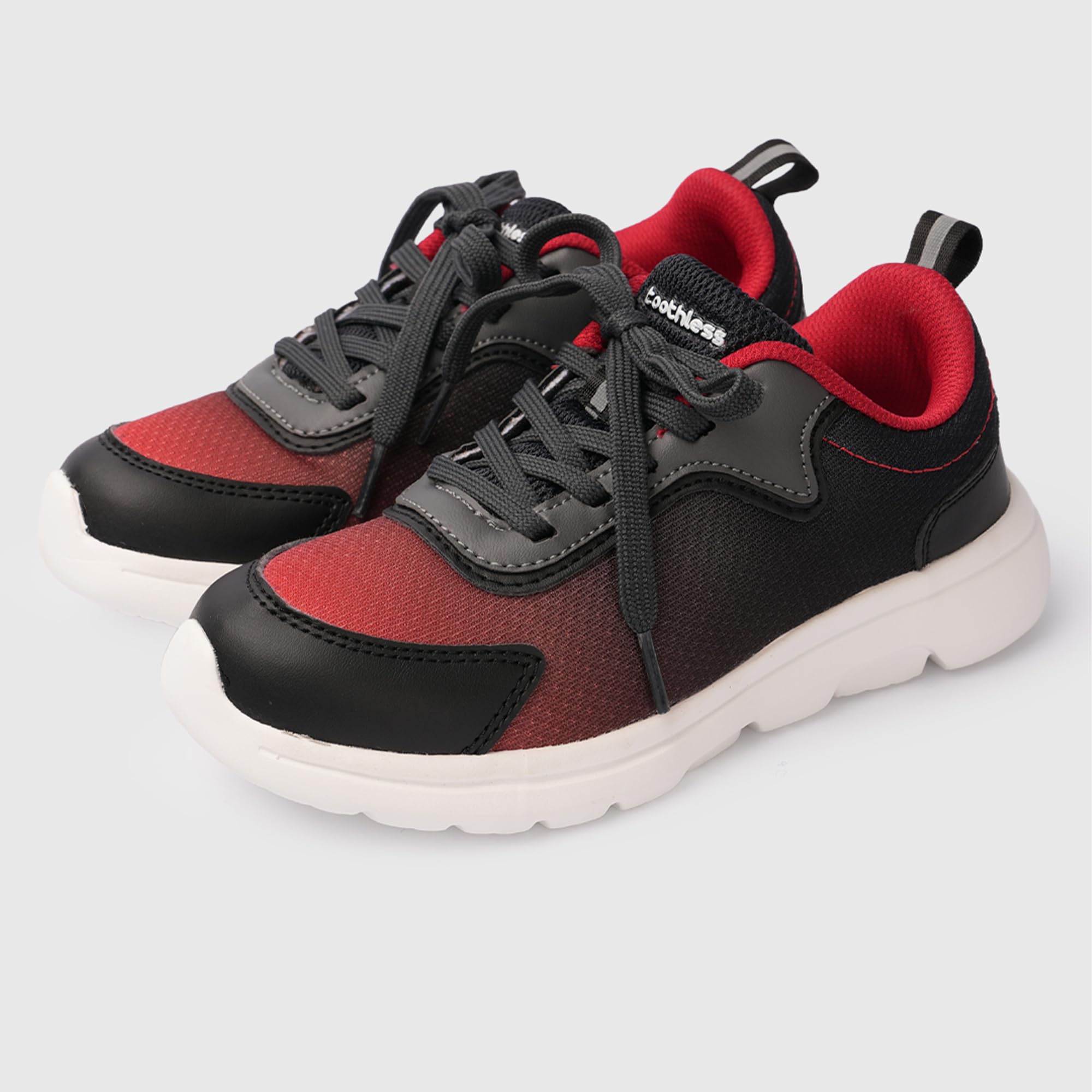 toothless Kids Boys Sport Shoes | Lace-Up Closure | Lightweight & Breathable Fabric | Cushioned Insole | Anti-Slip Sole Sporty Look for Kids Black/RED 3