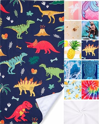 LIVILAN Toalla de playa de dinosaurio pequeña para niños, microfibra suave de 24 x 48 pulgadas, secado rápido, sin arena, perfecta para el baño de