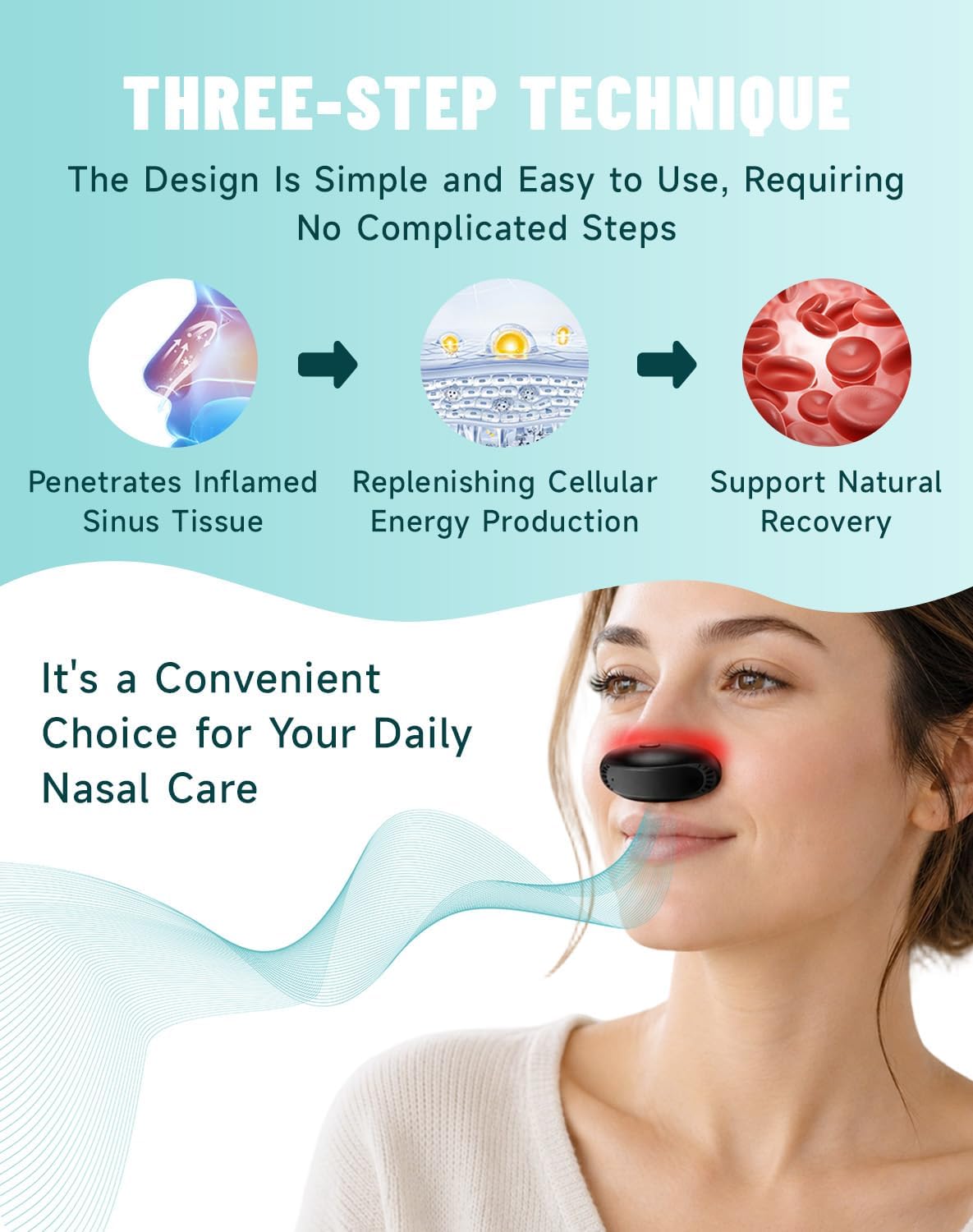 Sinuvox Red Therapy for Nasal Passages 660, Portable USB Rechargeable Nose Comfort Device, 10-Minute Daily Use, Compact Travel-Friendly Design for Home & On-The-Go Routine (1)