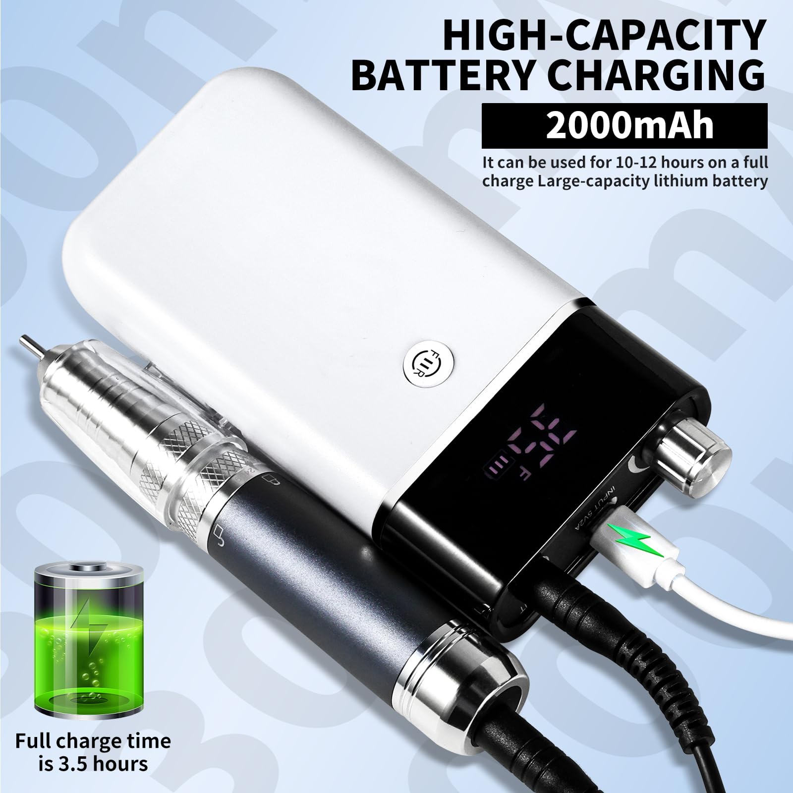 Kit profesional de taladro eléctrico de uñas, lima eléctrica para uñas acrílicas, lima inalámbrica de 35000 RPM E para uñas, máquina de taladro de uñas portátil, kit de lima de uñas, molinillo de uñas