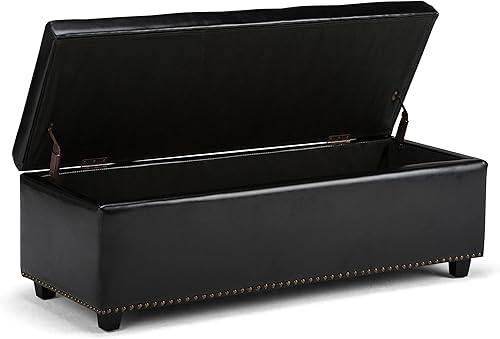 Miniatura 138 de Otomano rectangular de almacenamiento Simpli Home Hamilton, Marrón café Marrón café,Azul aguamarina,Cloud gris,Marrón desteñido,Marrón oscuro