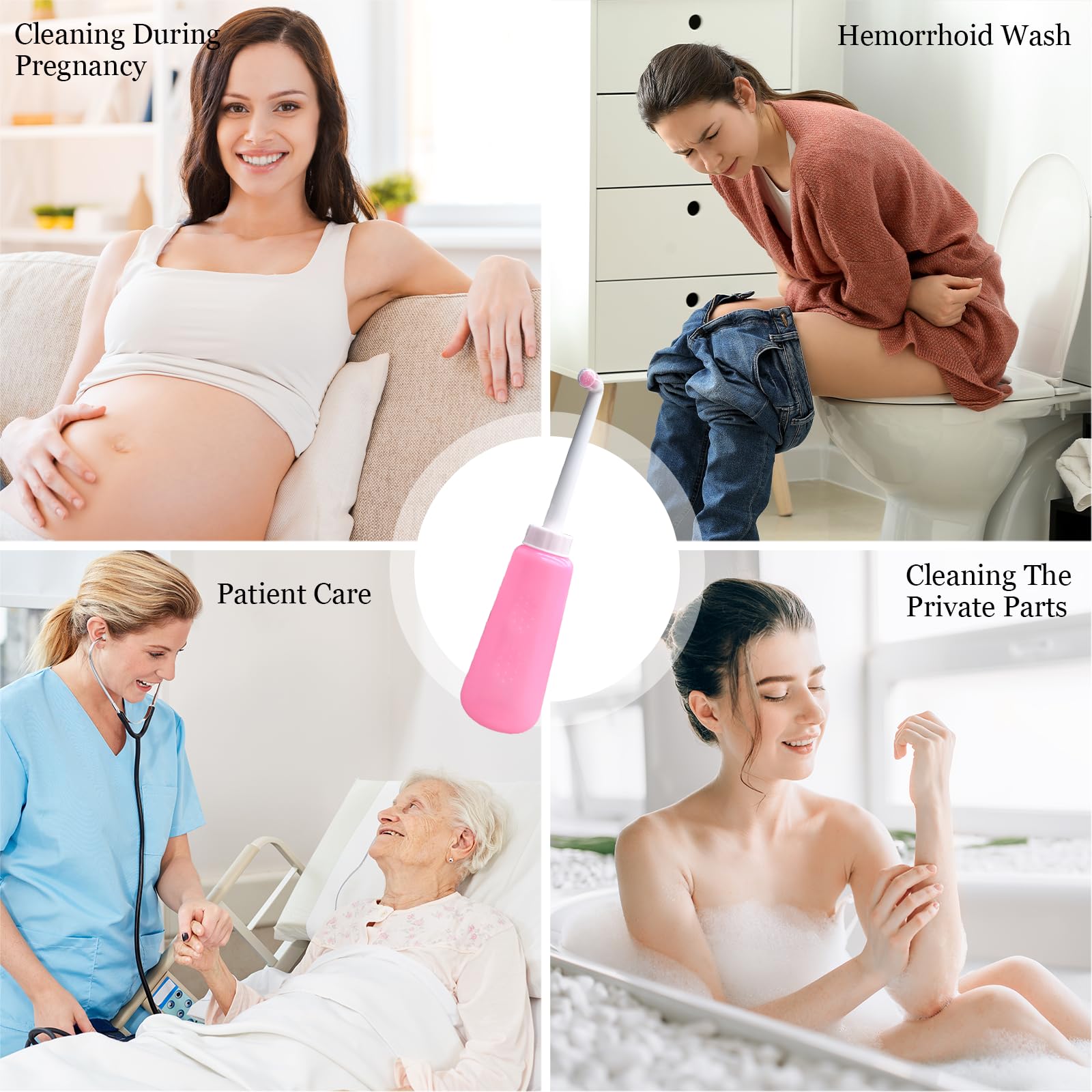 500ml Botella Perineal Postparto, Bidet Portatil para Mujeres，Botella Lavado Perineal Postparto para Maternidad, Ideal para Higiene Intima, Ducha Vaginal, Limpieza Anal, Cuidado Postnatal, Rosa — view 7