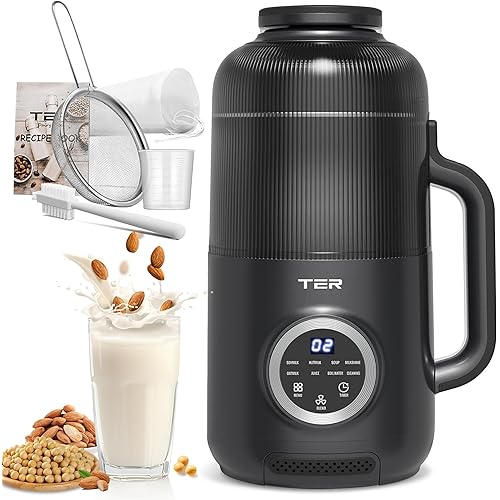 40oz Nut Milk Maker Machine, 10 in 1 Automatic Soy Milk Maker for Homemade Almond, Oat, Soup, Plant-Based Soybean Machine with Delay Start/Keep Warm/Boil Water/Self Cleaning/Quiet Blender, Black