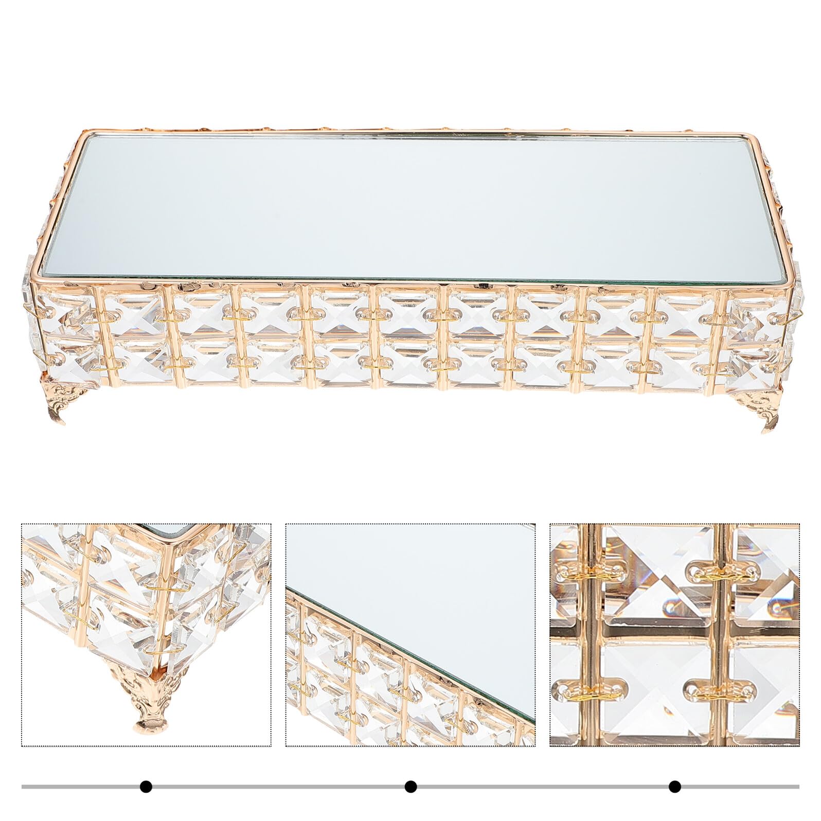 TOYANDONA Soporte para Pasteles Metálico de Hierro Bandeja Espejo Tamaño 30X12X7 CM Bandeja para Servir Postres y Frutas Expositor Práctico para Fiestas y Banquetes