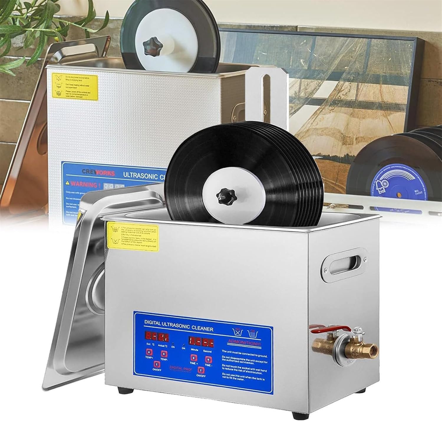 Limpiador Ultrasónico De Discos De Vinilo De 180w 6l, Limpiador Ultrasónico Comercial, Limpiador De Discos LP, Lavadora De Discos, con Temporizador Digital Y Calentador