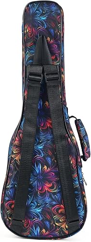 Miniatura 65 de CLOUDMUSIC Funda para ukelele - Mochila acolchada para soprano de 21 pulgadas (soprano, bordado de flores de pavo real azul)