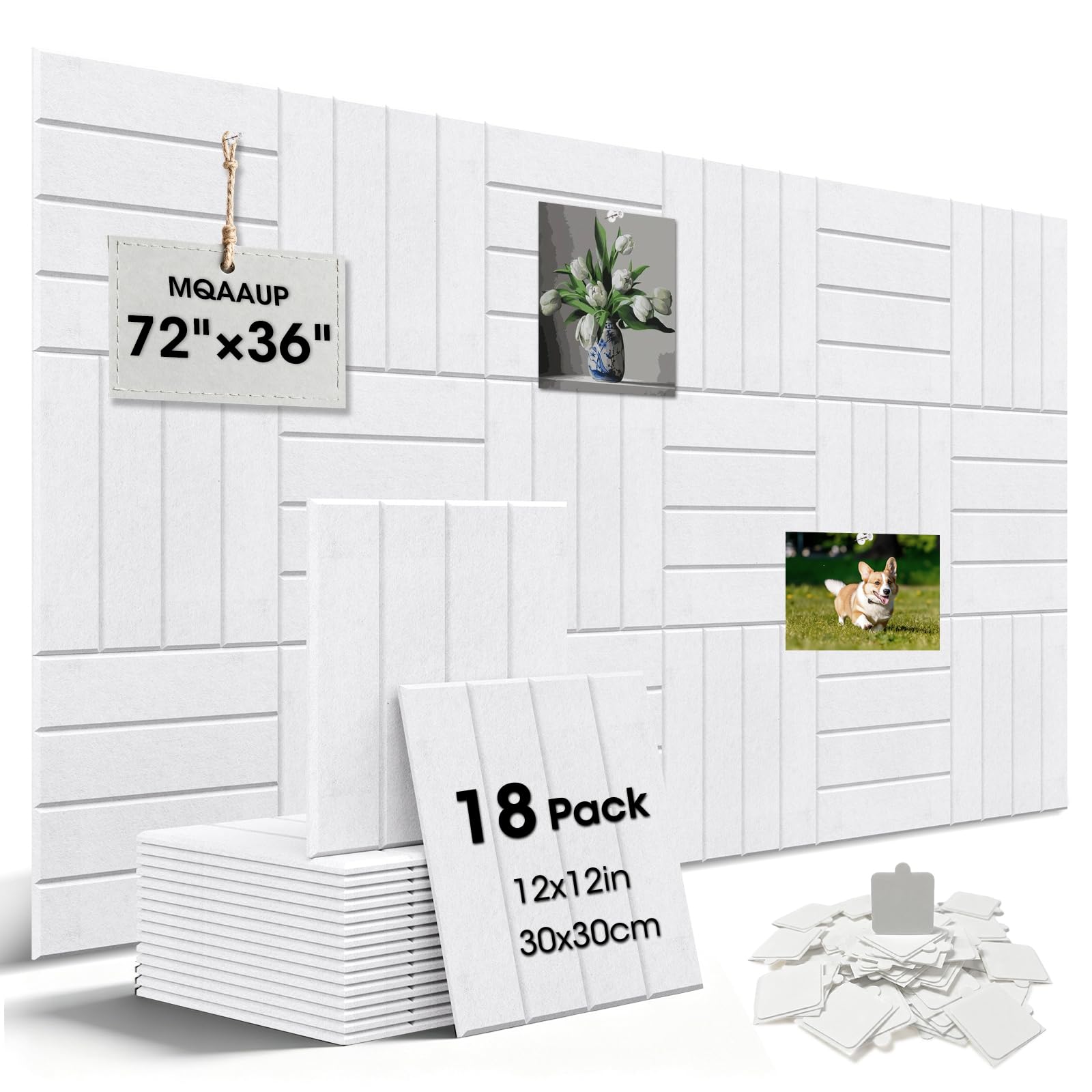 18Pack Large Bulletin Boards 72''x36'', Large Cork Board Alternative, High Density Felt Bulletin Board Tiles, Decorative with Removable Adhesive Tabs, Recording Studio, Game Room, Offices