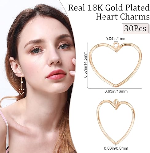 Miniatura 2 de Beebeecraft 1 caja de 18 quilates chapado en oro de latónacero inoxidable corazón colgantes colgantes colgantes para el día de la madre, regalos de
