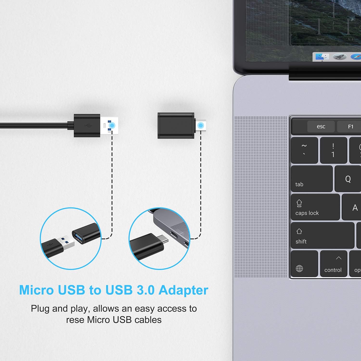 vilcome USB C to USB Adapter, 2 Pack Thunderbolt 3 to USB 3.0 Adapter,USB C Male to USB Female Adapter Compatible with MacBook Pro, MacBook Air 2020,Dell XPS and Type C Device