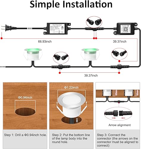 Miniatura 2 de INDARUN 1.22 Iluminación de cubierta, luces LED empotrables para exteriores, impermeable, 12 V, bajo voltaje, lámpara de cubierta RGB con control