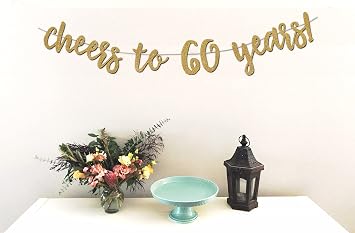 Cheers to 60 Years Banner - Premium Glitter Cardstock Paper - Larger Text for Better Visibility - Perfect Decoration for 60th Birthday Party Celebration