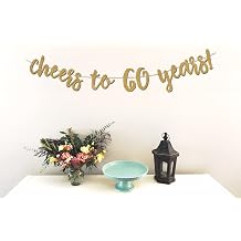 Cheers to 60 Years Banner - Premium Glitter Cardstock Paper - Larger Text for Better Visibility - Perfect Decoration for 60th Birthday Party Celebration