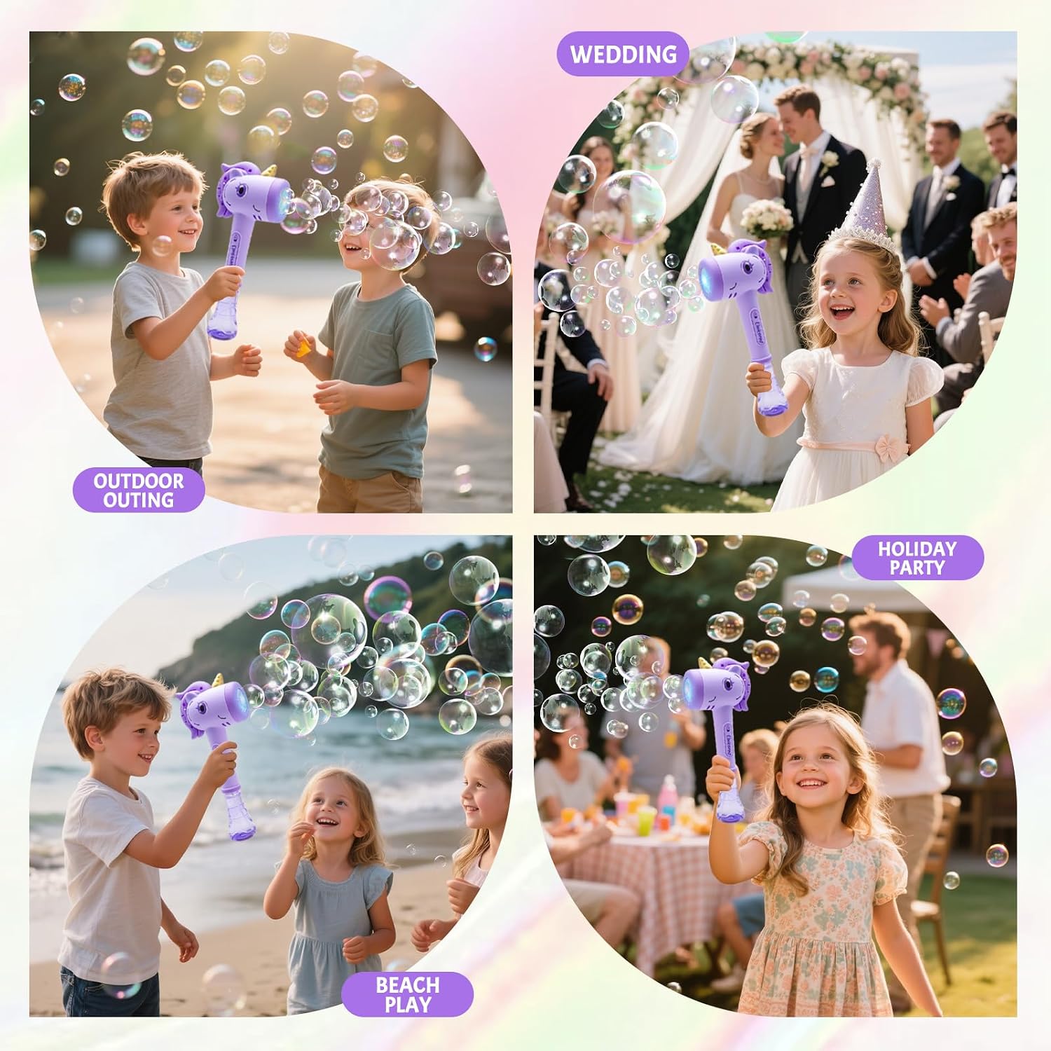 Unicorn Automatic Bubble Wand,Fully Automatic Bubble Machine Wand Toy | Suitable for 3-8 Years Old Toddler Outdoor Play,Summer Toy, Easter Day Game Birthday Party for Girl Boy Include Solution